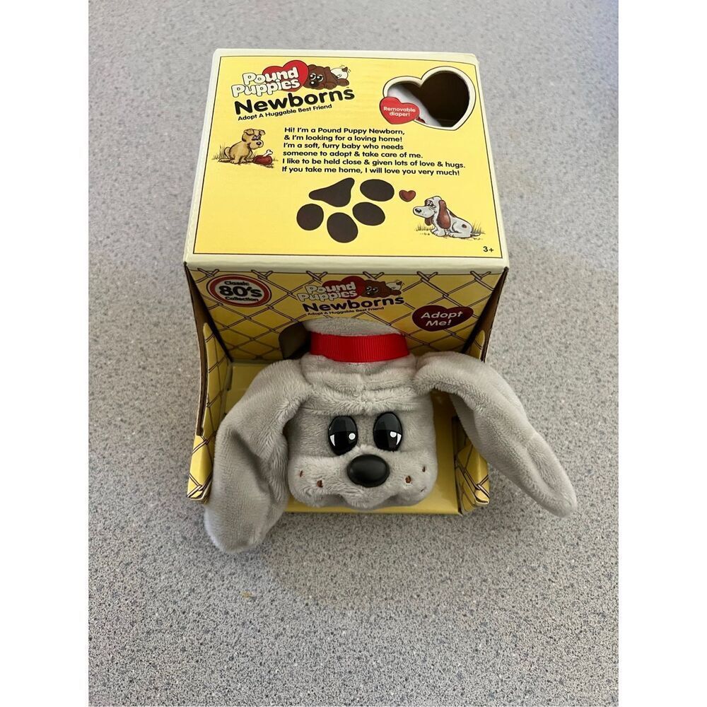 PoundβPuppies Newborns New in Box Hasbro 2018 80s Vintage Gray Dog Floppy Ears